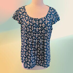 Nine West Geometrice Blue Top Womens Size 10